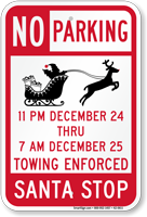 Santa Stop No Parking Sign