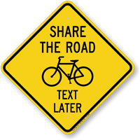 Share The Road Text Later Crossing Sign