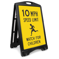 Watch For Children 10 Mph Sidewalk Sign