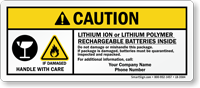 Custom Caution Lithium Battery Inside Label