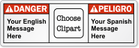 Customizable Bilingual Text ANSI Danger Label Choose Clipart