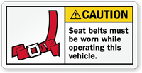 Seat Belt Must Be Worn Caution Label
