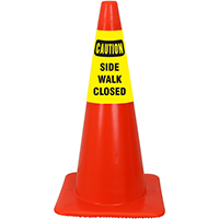 Caution Side Walk Closed Cone Message Collar Signs, SKU: S-7498