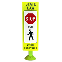 STOP For Pedestrians Crosswalk Sign On Fixed Base