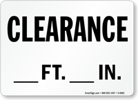 Clearance Feet Sign