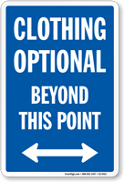 Clothing Optional Beyond Point sign Bidirectional Arrow