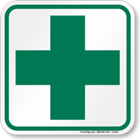 Green Cross Dispensary First Aid Symbol Sign