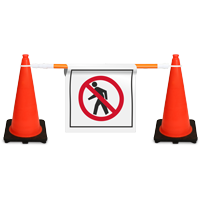 No Pedestrian Crossing Cone Bar Sign