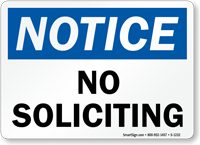 Notice No Soliciting Sign
