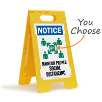 NOTICE: Maintain Proper Social Distancing (w/ Graphic) FloorBoss XL™ Floor Sign