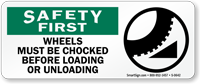 Safety First: Wheels Must Be Chocked Sign