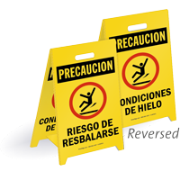 Riesgo De Resbalarse Condiciones De Hielo Spanish Sign