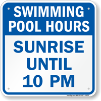Swimming Pool Hours  Sign