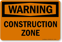 Warning Construction Zone Sign