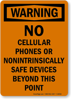 Warning No Cellular Phones Sign