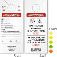 Custom Bilingual Maintenance Door Hanger 2 Sided