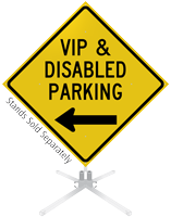 VIP And Disabled Parking Left Arrow Roll-Up Sign