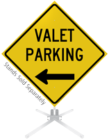 Valet Parking Left Arrow Roll-Up Sign