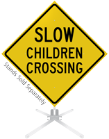 Slow Children Crossing Roll-Up Sign