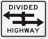 Divided Highway Crossing Sign