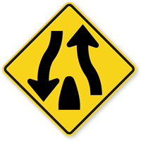 Divided Road/Highway Ends (Symbol) - Traffic Sign