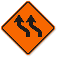 Double Left Reverse Sharp Turn Curve Symbol Sign