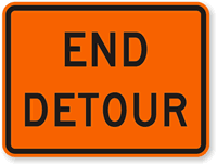 End Detour   Route Marker Sign