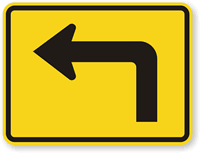 Left Directional Arrow Sharp Turn Traffic Sign