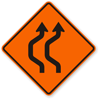 Left Double Reverse Curve (2 Lanes) Sign