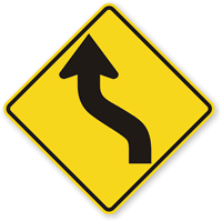 Left Reverse Curve (Symbol - Sharp Turn  Lane Shift Left Sign