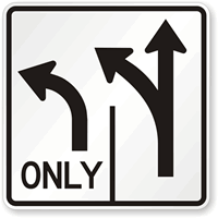 Left Straight Arrow Only (Symbol) Road Traffic Sign