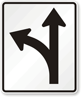 Left And Straight Thru Lane-Use Control Symbol Sign