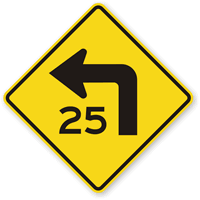 Left Turn Symbol   Custom Advisory Speed Sign