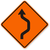 Right Double Reverse Curve (1 Lane) Sign