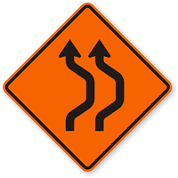 Right Double Reverse Curve (2 Lanes) Sign
