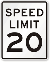 Speed Limit 20 For Regulatory Traffic Sign