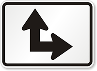 Straight Thru-Right Arrow Sign To Mark Routes