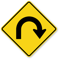 Hairpin Right Curve Symbol - Sharp Turn Sign