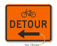 Bicycle Detour Route Marker Sign with Arrow