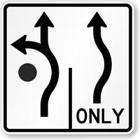 Advance Circular Intersection (Roundabout) Lane Control (2 Lanes) - E Style