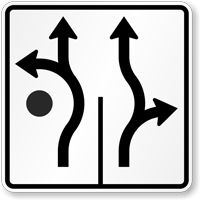 Advance Circular Intersection (Roundabout) Lane Control (2 Lanes) - F Style