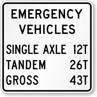 Weight Limit - Emergency Vehicles (Plaque)