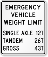 Weight Limit - Emergency Vehicles