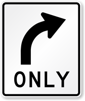 Right Turn Only Regulatory Traffic Sign Symbol
