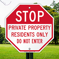 Private Property Residents Only Signs