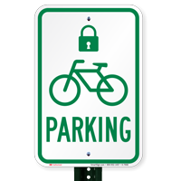 Bicycle Parking Signs with Lock Symbol