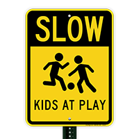 Slow Kids At Play Sign with Graphic Sign