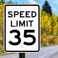 35 MPH is a perfect speed limit for any main city street. Our  high-intensity and professional-grade aluminum make perfect speed limit  signs. A perfect 