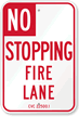 No Stopping Fire Lane Sign   California Code