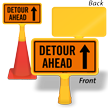 Detour Ahead ConeBoss Sign With Up Arrow
